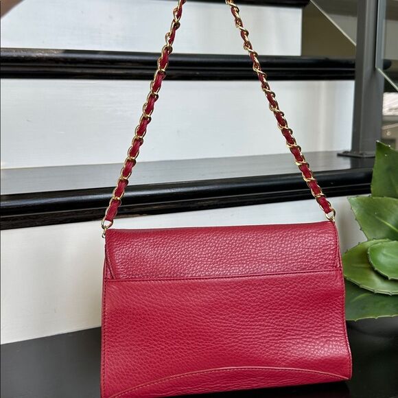 Kate Landry genuine leather shoulder purse, like new red gold - Picture 3 of 9